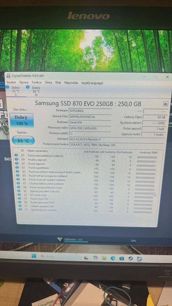 Zánovní SSD 250 GB Samsung 870 Evo